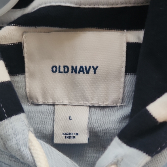 Old NAVY Classic Striped Blue and Black Men's Hoodie Large - Picture 3 of 17